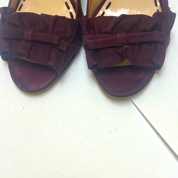 Enzo Angiolini Ruffle Bow Peep Toe Suede Pump in Cranberry - Picture 5 of 7